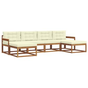 vidaXL Комплект дивани за открито 6 pcs Натурален и Крема