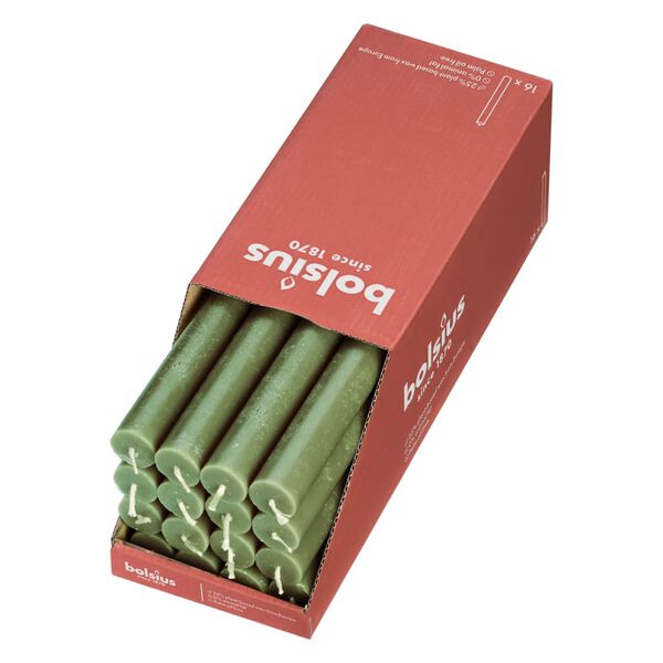 Bolsius Свещи за маса Shine, 16 бр, 27 см, свежо маслинено