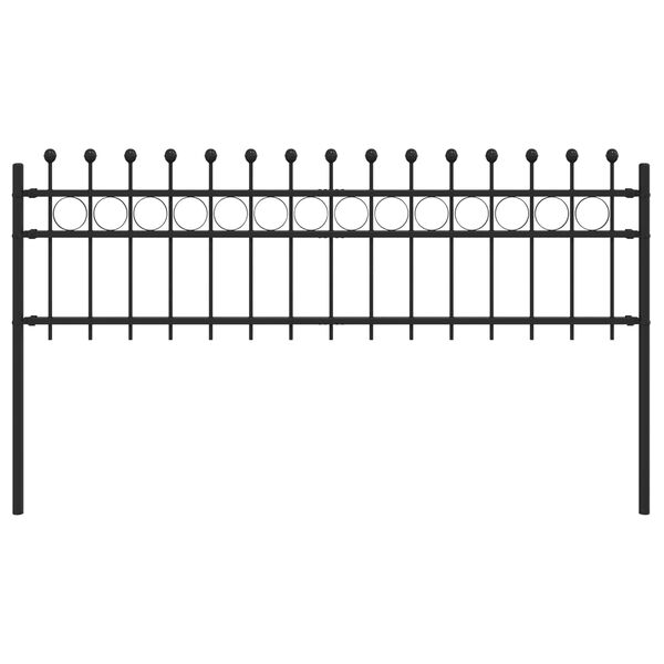 vidaXL Кръгова ограда Черно 200 x 130 см Прахово боядисана стомана