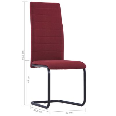 vidaXL Конзолни трапезни столове, 4 бр, виненочервени, текстил