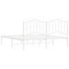 vidaXL Метална рамка за легло с горна табла, бяла, 180x200 см