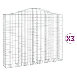 vidaXL Габионни кошници арка 3 бр 200x30x160/180 см поцинковано желязо