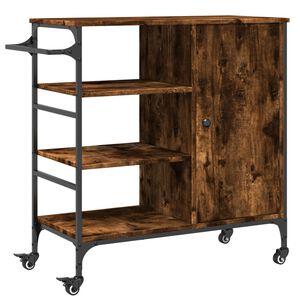 vidaXL Кухненска количка опушен дъб 87,5x38,5x84,5 см инженерно дърво