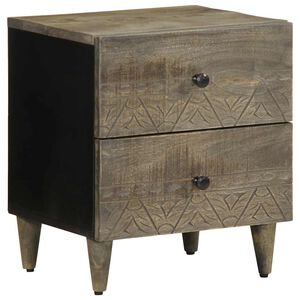 vidaXL Нощно шкафче Светло сиво 40x33x46 cm Масивна дървесина Манго