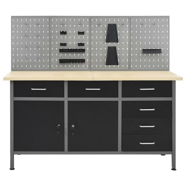 vidaXL Работна маса с четири стенни панела