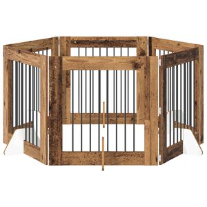 vidaXL Врата за кучета с поставки 6 pcs Старо дърво 80 x 80 cm