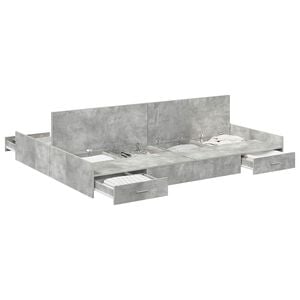 vidaXL Легло с място за съхранение с врата Циментено сиво 150 x 200 cm