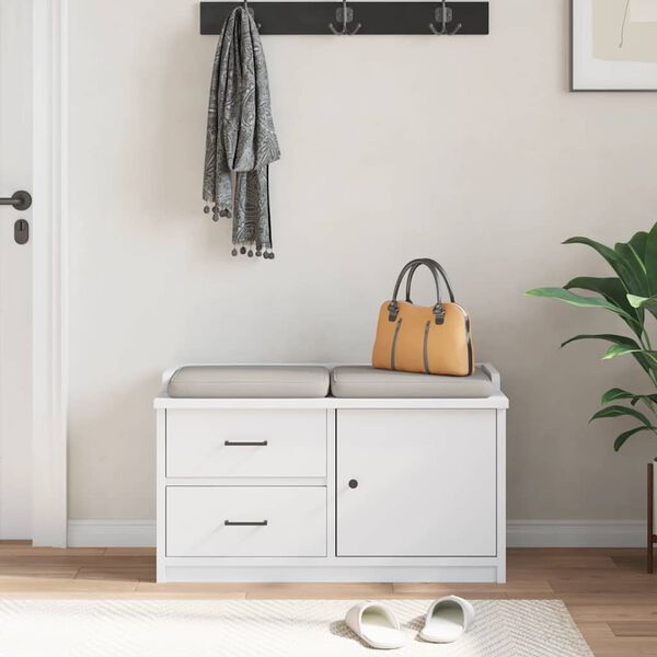 vidaXLL Пейка за антре SANDNES Бяла 87x40x50 cm Масивна дървесина Бор