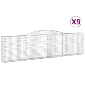 vidaXL Габионни кошници арка 9 бр 400x30x100/120 см поцинковано желязо