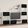 vidaXL 5 броя ТВ шкафове с LED осветление Матово черно инженерно дърво
