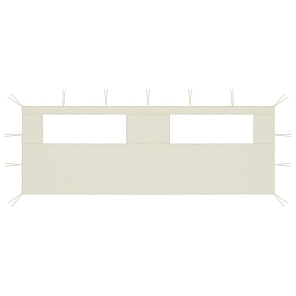 vidaXL Странична стена за шатра с прозорци 6x2 м кремава