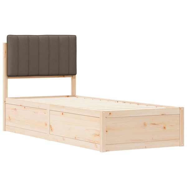 vidaXL Леглова рамка с тапицирана гръбна част Таупе 75 x 190 cm