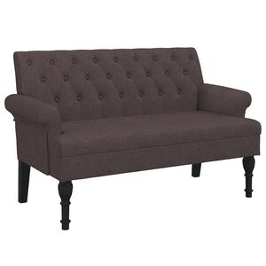 vidaXL Пейка с облегалка, тъмнокафява, 120x62x75,5 см, плат