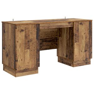 vidaXL Бюро с рафт Старо дърво 142,5 x 50 x 75 см Инженерна дървесина