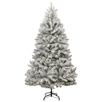 vidaXL Изкуствена коледна елха с шарнири 300 LED натрупан сняг 240 см