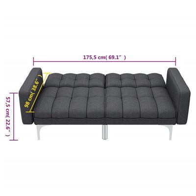 vidaXL Разтегателен диван, тъмносив, текстил