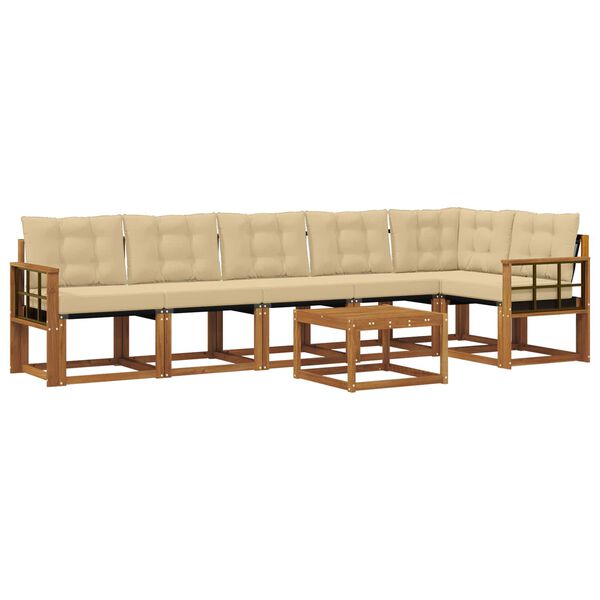vidaXL Комплект дивани за открито 7 pcs Натурален и Бежов