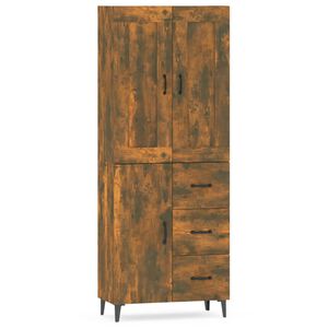 vidaXL Висок шкаф, опушен дъб, инженерно дърво