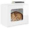 vidaXL Къща за котки Гланц бяло 51 x 30 x 42,5 см Инженерно дърво