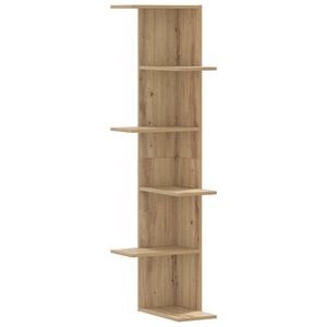vidaXL Стенен ъглов рафт дъб артизан 36,5x36,5x140 см инженерно дърво