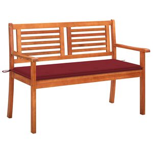 vidaXL 2-местна градинска пейка с възглавница, 120 cм, евкалипт масив