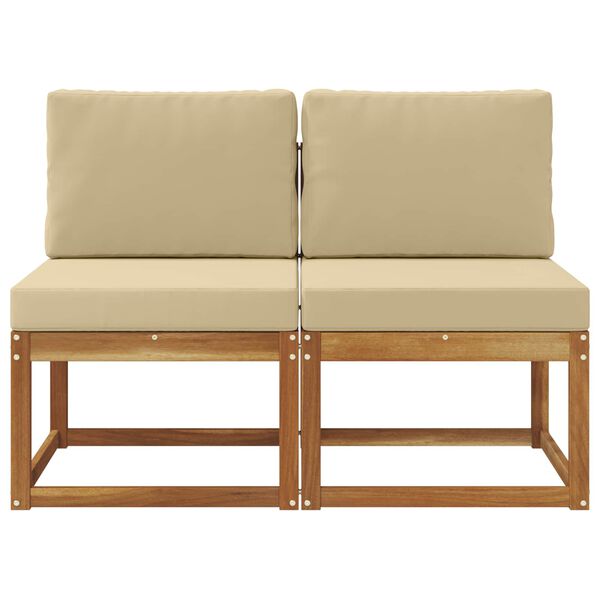 vidaXL 2 Брой Среден диван за открито Солидно акациево дърво Естествен