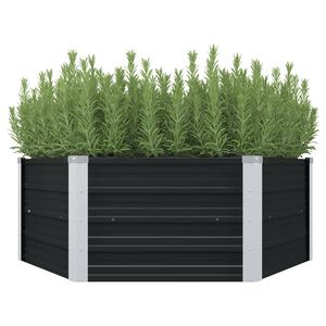 vidaXL Повдигната леха, антрацит, 129x129x45 см, поцинкована стомана