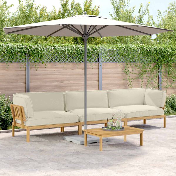 vidaXL Комплект дивани с възглавница 4 pcs Крем Солидно акациево дърво