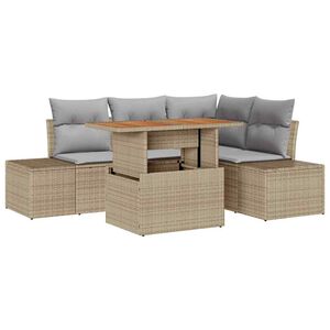 vidaXL Градински Софа Комплект със съхранение 5 pcs Бежово Полиратан