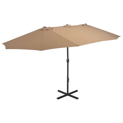 vidaXL Градински чадър с алуминиев прът, 460x270 см, таупе