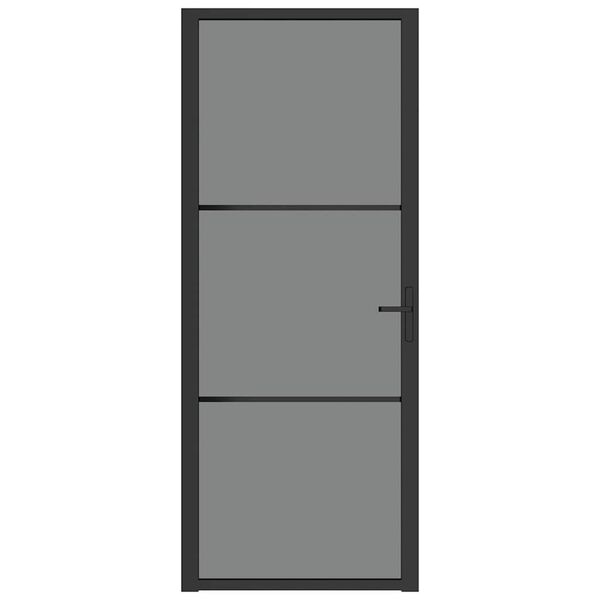 vidaXL Интериорна врата 83x201,5 см черна ESG стъкло и алуминий