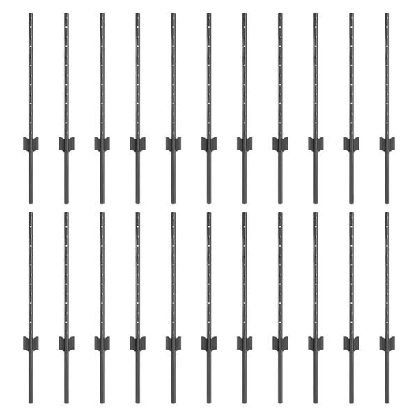 vidaXL Оградни стълбове 22 pcs Сив 100 cm Стомана