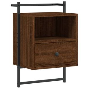 vidaXL Нощно шкафче стенно кафяв дъб 40x30x61 см инженерно дърво
