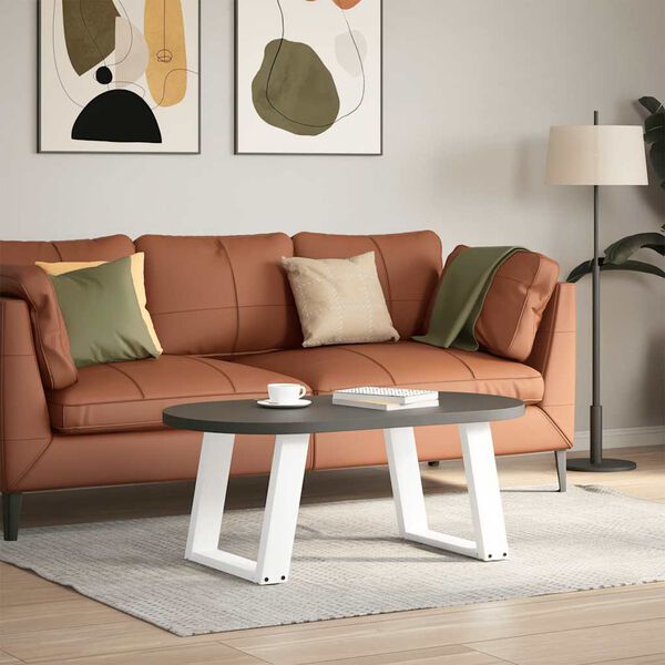 vidaXL Крака за масичка за кафе, U-образни, 2 бр., бели, 50 x (42-43) см, стомана