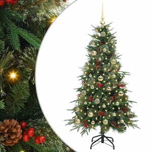 vidaXL Изкуствено коледно дърво с хингед Зелен 150 cm PE и PVC