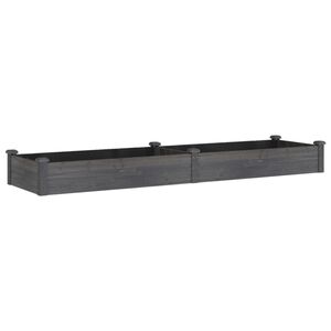vidaXL Градинска повдигната леха с вложка сива 240x60x25 см ела масив