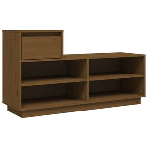 vidaXL Шкаф за обувки, меденокафяв, 110x34x61 см, борово дърво масив