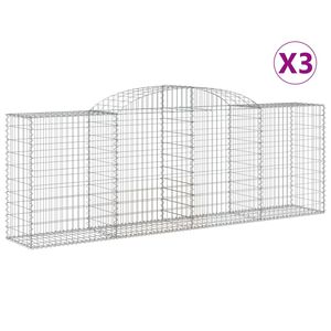 vidaXL Габионни кошници арка 3 бр 300x50x100/120 см поцинковано желязо