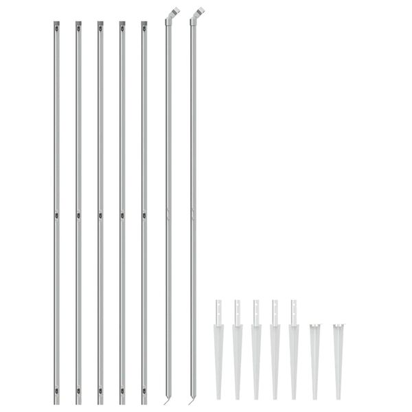 vidaXL Плетена оградна мрежа с шипове, сребриста, 1,6x10 м