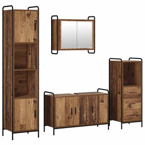vidaXL Комплект шкафове за баня 4 бр. Старо дърво 40 x 36 x 181 см