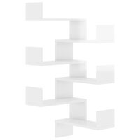 vidaXL Стенни ъглови рафтове, 2 бр, бял гланц, 40x40x50 см, ПДЧ