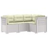 vidaXL Градински диван за 4 души с възглавници и ротанг визия ПП Бяло