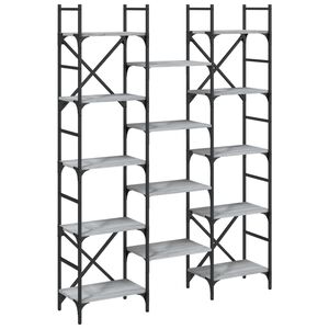 vidaXL Етажерка за книги сив сонома 127,5x28,5x172,5см инженерно дърво