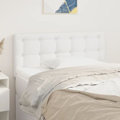 vidaXL Горна табла за легло, бяла, 100x5x78/88 см, изкуствена кожа