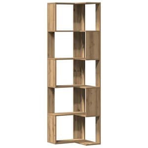 vidaXL Ъглова етажерка 5 нива дъб артизан 50x50x179 см инженерно дърво