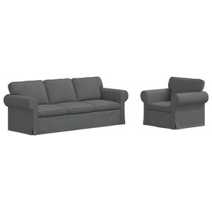 vidaXL Комплект дивани 2 pcs Тъмен сив 215 x 82 x 80 см текстил