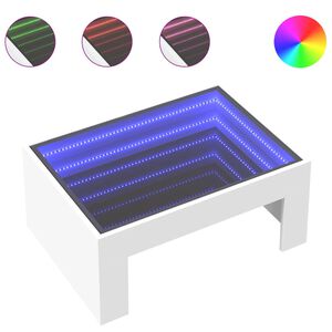 vidaXL Маса за кафе с Infinity LED, бяла, 70x50x30 см