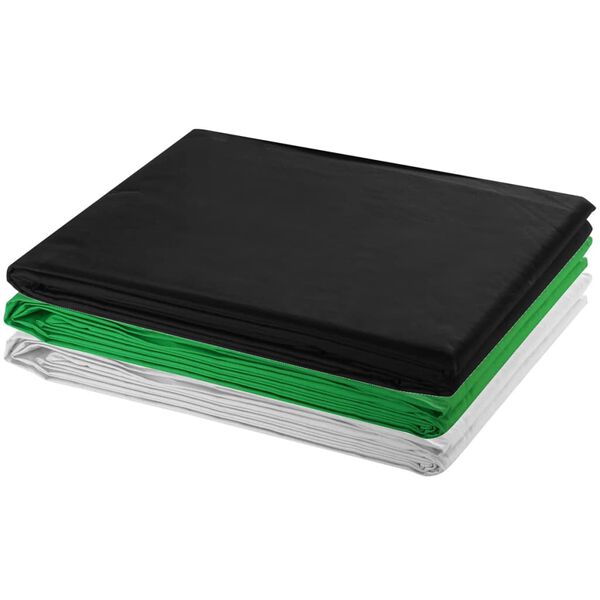 vidaXL Комплект за фото студио 3 памучни фона регулируема рамка 3х5 м