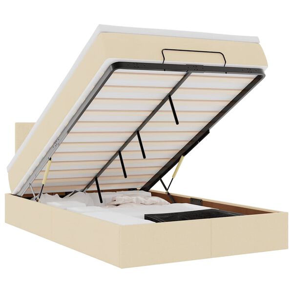 vidaXL Османска легло с матрак, кремаво, 120x200 см, плат