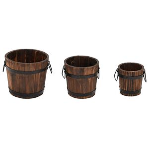 vidaXL Комплект дървени кофи кашпи, 3 части, масивна ела